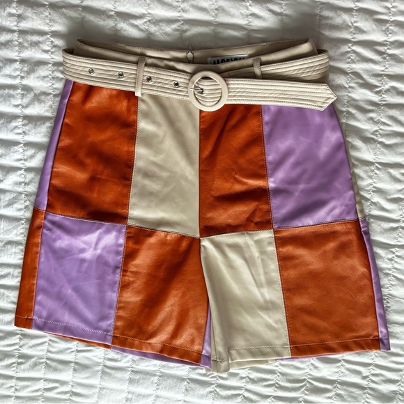 Colorblock Women's Shorts in Orange, Purple, and Cream - Picture 4 of 6